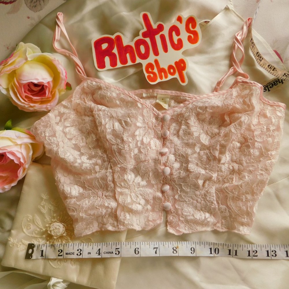 Vintage Gold Label Mesh Floral Cropped Cami